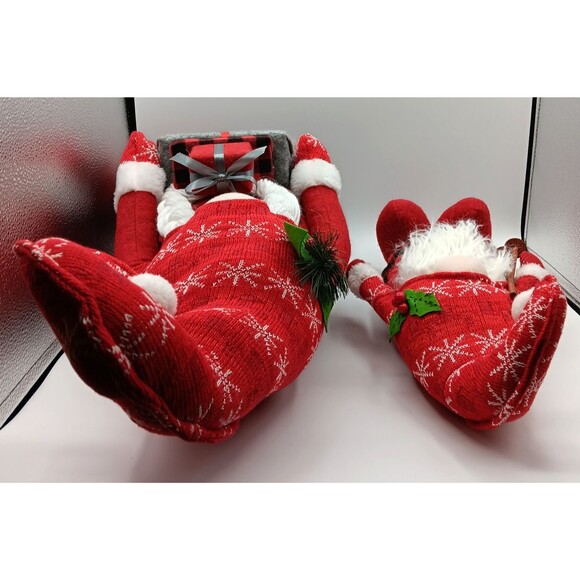 Christmas Holiday Plush Figurines Gnome Decor Set of 4 Knit Festive Seasonal - Picture 12 of 15